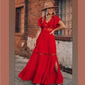 Boutique red embroidered maxi dress
Size Small
Brand new, never worn